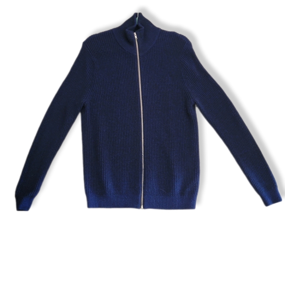 Calibrate Dark Blue Mock Neck Zip Up Cardigan size Large